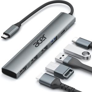 Acer 5 in 1 USB C Hub with 4K HDMI, 100W Power Delivery, 3 USB A Data Ports, USB C to HDMI Multiport Adapter for Laptop, PC, Tablet, MacBook Neo/Pro/Air, iPad Pro/Air, iMac, iPhone 17/16/15