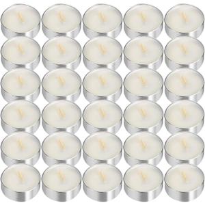 UNBREAKABLE - Tea Light Candles 30 Pack  Unscented Long Lasting 2.5 Hour Burn  White Smokeless Tealights for Decoration, Holiday, Party, Wedding, Home Use
