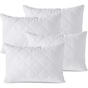 Queen 4 Pack Pillow Protectors Queen 20x30 Cotton Sateen Blend Style 450 Thread Count Lab Tested Tight Weave Premium Non Noisy Zip