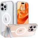 TORRAS Strong Magnetic & Seamless Stand for iPhone 16 Pro Case Clear, Fit for MagSafe, Never Yellow, 4X Military Grade Drop Tested Kickstand Protective Phone Case for iPhone 16 Pro 6.3", Clear
