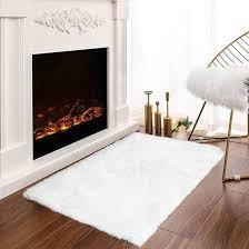 Latepis White Throw Rug 2x3 Small Furry Rugs for Bedroom Faux Rabbit Fur Rug Soft Washable Shag Bedside Fluffy Rugs for Living Room, Dorm, Nursey Chair Seat Cover Home Decor