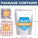 50PCS 1Gallon 10"X14" Mylar Bags for Food Storage with Oxygen Absorbers&Lables,10 Mil Thick Resealable Stand-Up Zipper&Heat Sealable Bags for Long Term Food Storage,Dried Food