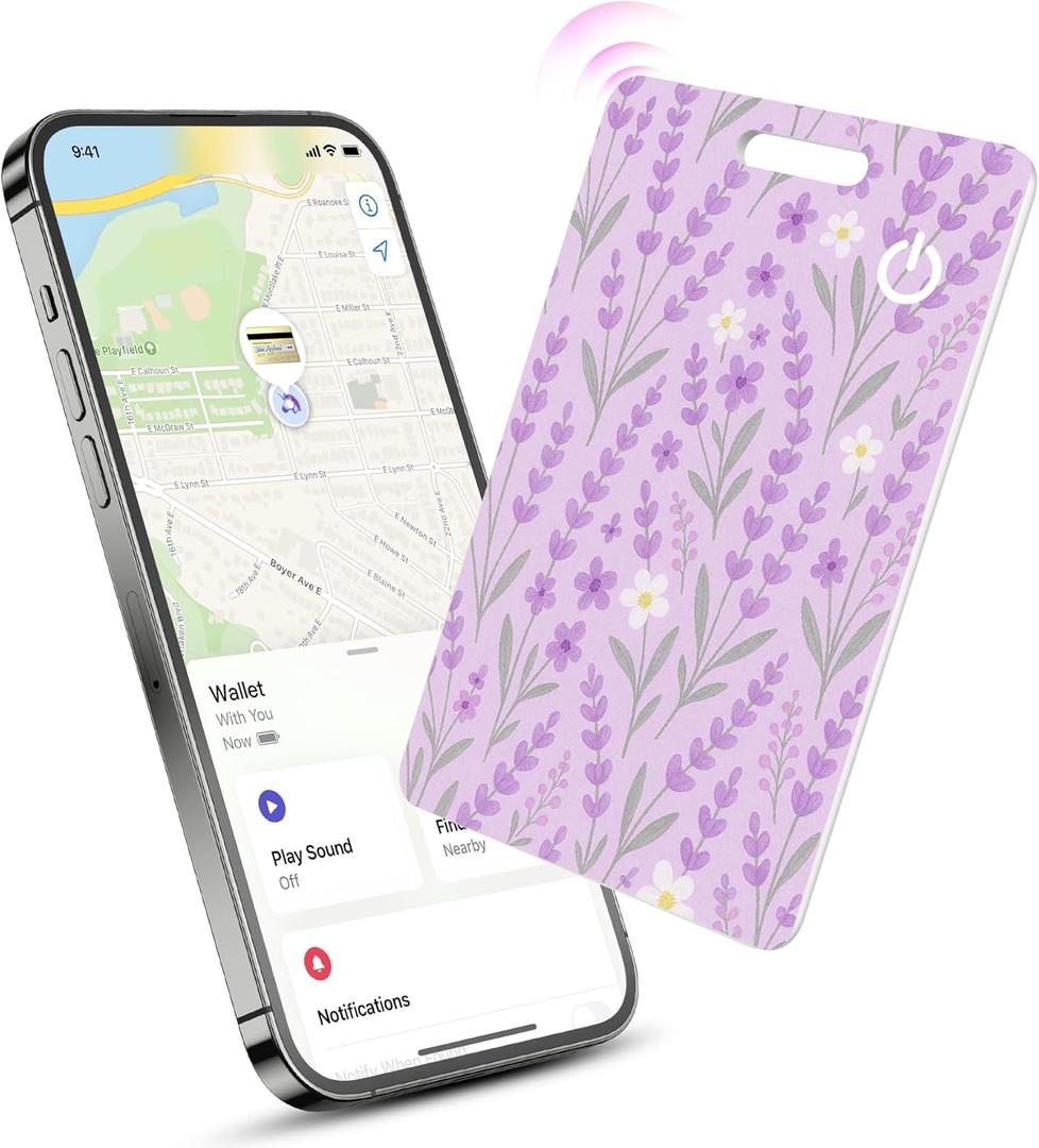 Wallet Tracker Card, Ultra-Slim Smart Card Wallet Tracker (iOS Only), Rechargeable Bluetooth Tracking Card, IP68 Waterproof, Key Finder for Keys, Luggage, Purse, Laptop, Passports (Purple) Wallet Tracker Card, Ultra-Slim Smart Card Wallet Tracker (iOS Only), Rechargeable Bluetooth Tracking Card, IP68 Waterproof, Key Finder for Keys, Luggage, Purse, Laptop, Passports (Purple)