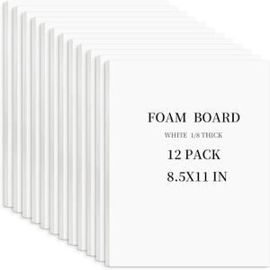 Golden State Art, White Foam Boards 12 Pack 8.5x11 Foam Core Board, 1/8" Thick Acid Free Foam Poster Board for Modeling, Billboard, Projects, Paintings and Display