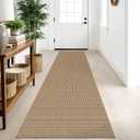 IOHOUZE Washable Runner Rug 2x10 Non Slip Rubber Backed Long Hallway Runner Entryway Runner Indoor, Kitchen Rugs Woven Cotton Floor Carpet for Hall Entrance, Orange/Tan/Brown