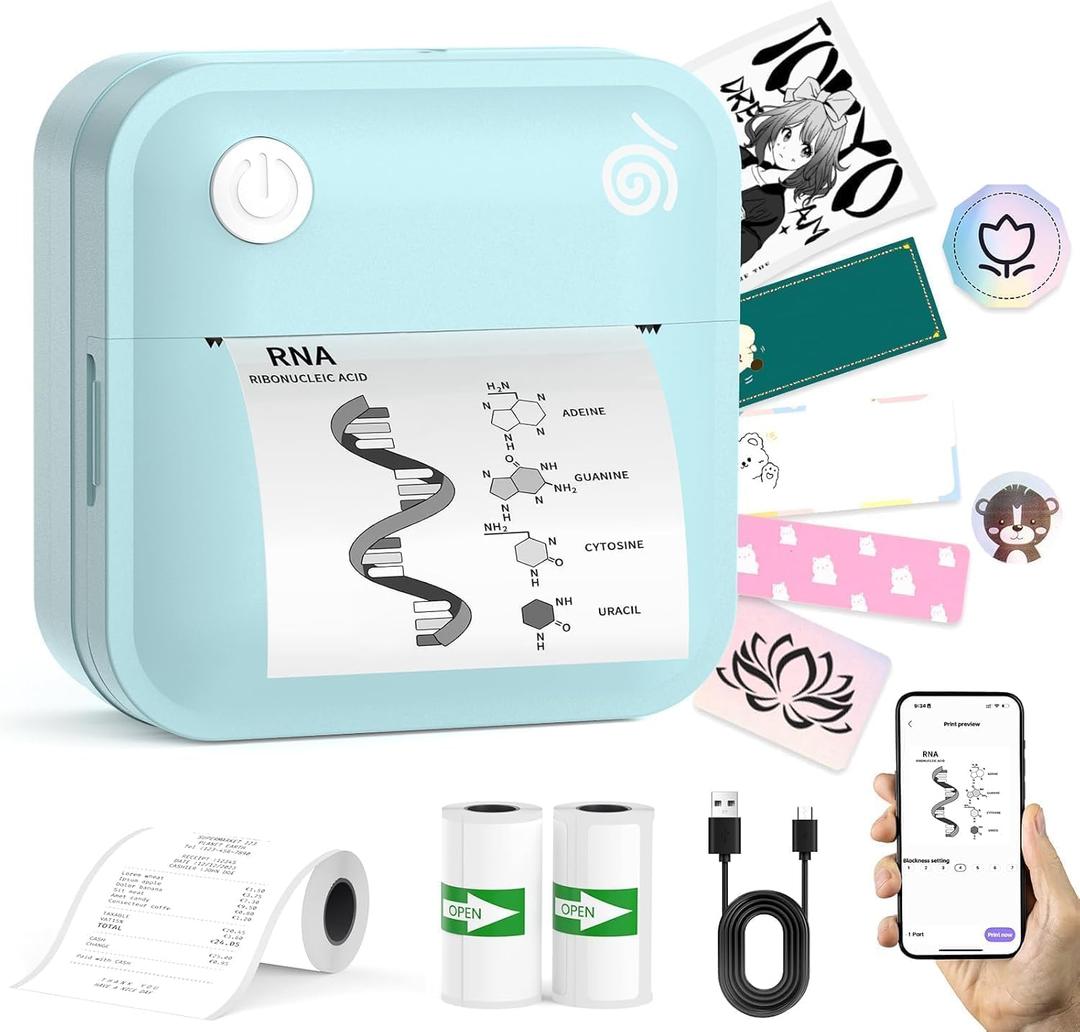 lopevi Label Maker Machine - Portable Bluetooth Mini Label Printer - Smartphone Handheld Thermal Sticker Small Labeler Multiple Templates Font Icon Inkless Custom Label for Home Kids School Items