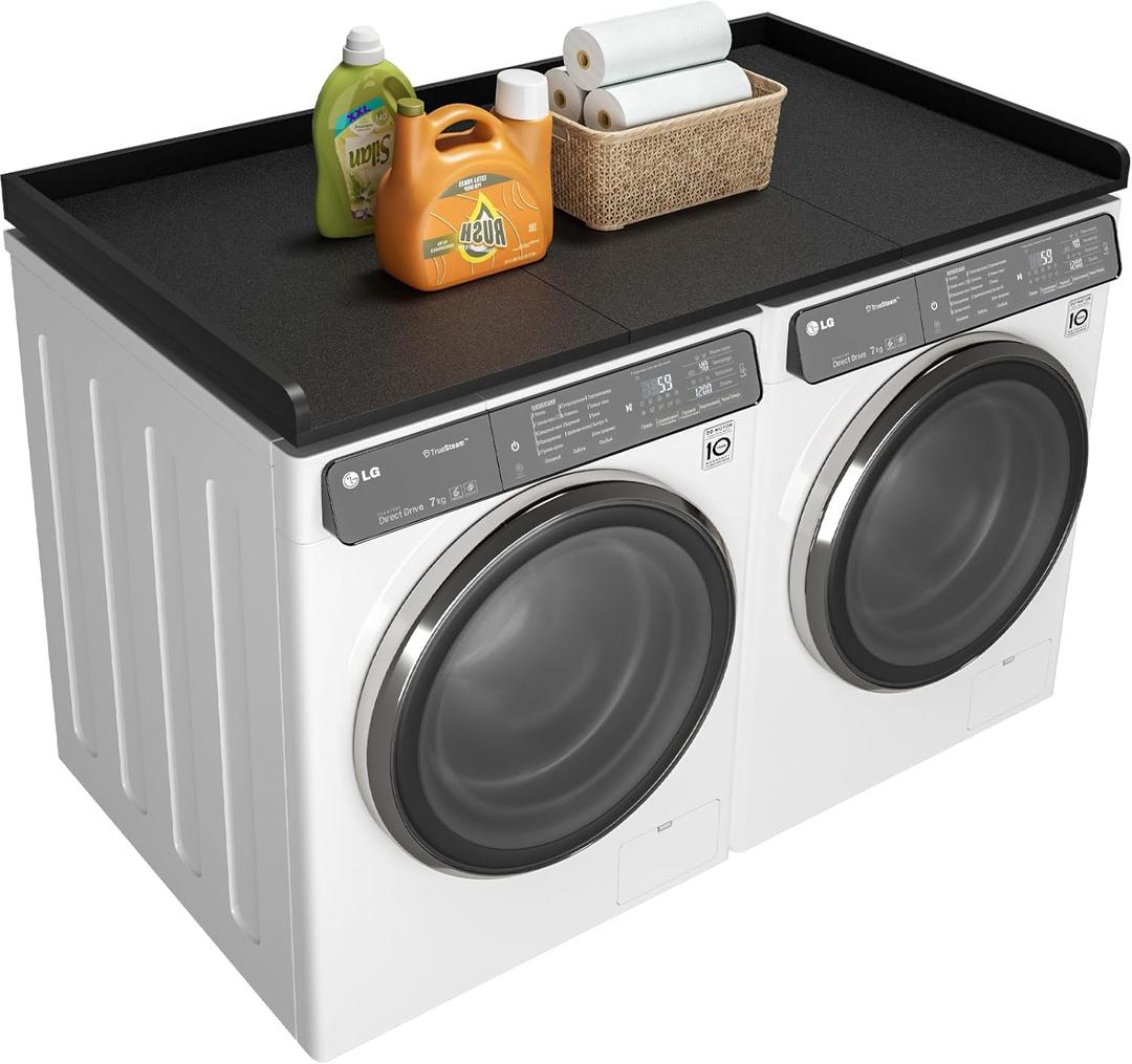 Ulif Over Washer and Dryer Countertop, Melamine Frosted Surface for Laundry Room Storage and Organization, 27.5" W x 54" L x 2.6" H, Black Splice Type