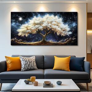 Canvas Wall Art for Living Room Large Wall Decor for Office Bedroom Decorations Glowing Tree of Life Night Sky Landscape Pictures Artwork Room Wall Mural Aesthetic Home Decor 30x60 in