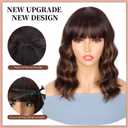 Brown Highlight Wig with Bangs for Women Short Wavy Curly Brown Bob Wigs Medium Length 14 inch Synthetic Hair for Daily Party Use