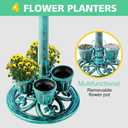 Bird Bath for Outside with 4 Removable Flower Planters 28in Polyresin Lightweight Vintage Birdbath Stake Standing Bowl and Water Feeder Yard Gardan Decor Green