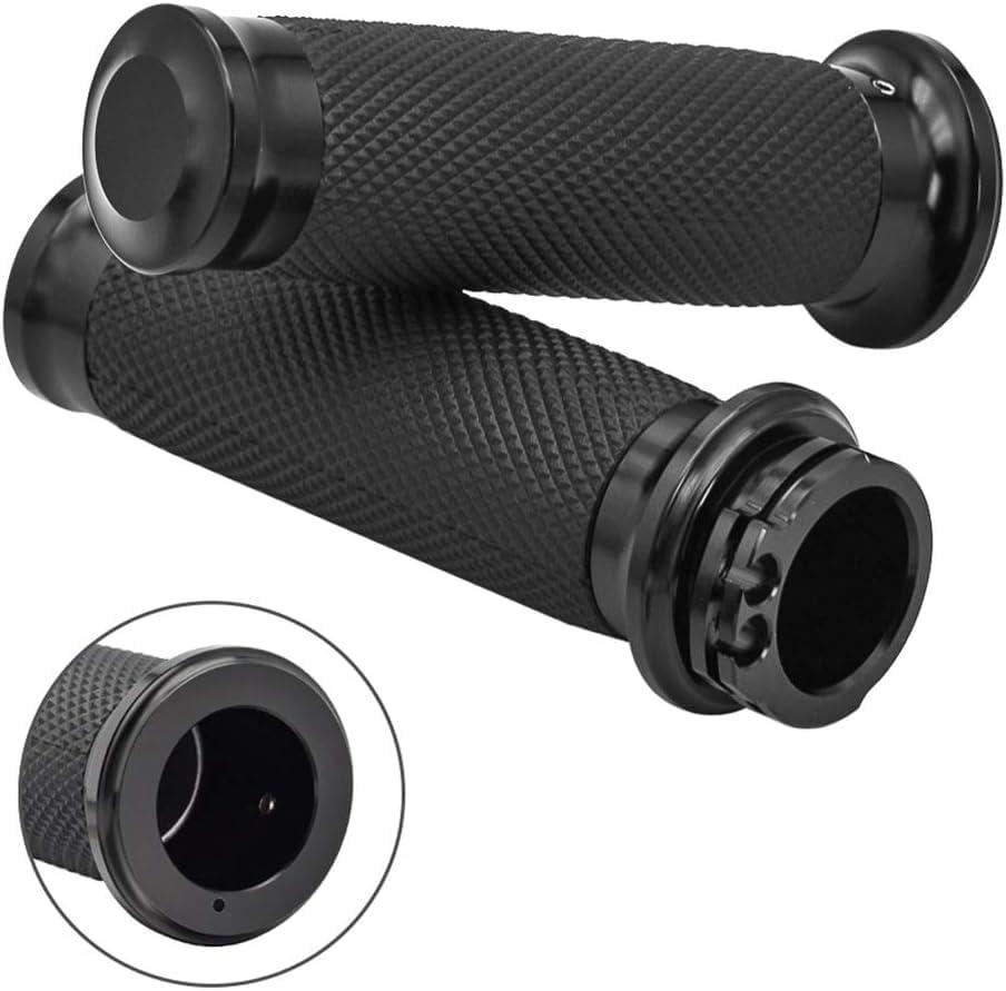 Benlari 1inch Handlebar Grips, Cable Throttle Hand Grips, Non-Slip Rubber Motorcycle Handgrips Fit for Harley Davidson Touring Dyna Softail Sportster 883 1200