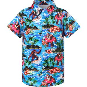 2-10T Boys Novelty Hawaiian Short Sleeve Button Down Dress Shirt (7-8 Years, C1-bigfoot 04)