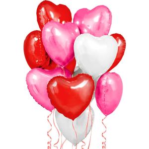 KatchOn, Large Heart Balloons Decorations - 18 Inch Pack of 12 | Pink and Red Heart Shaped Balloons, Valentines Day Decorations | Happy Anniversary Decorations | Valentines Decor
