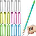 Spakon 18 Pieces Plastic Pencil Caps, Pen Tip Protector Cover Clear Pencil Toppers Caps for Wooden Pen Extender Holders for Student Classroom Gifts, Back to School Supplies(White, Pink, Blue)