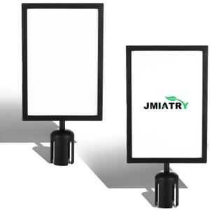 JMIATRY 2 Packs Stanchion Sign Holder Insert 8.5 x 11 Inches Paper Size, Double Sided Sign Frame Stanchion Top Signs Frame with Cover for Sentry Stanchions (Black)