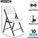 LIFETIME 42804 Commercial Grade Folding Chair, 4 Pack, White Granite, 21.4"D x 19.1"W x 34"H