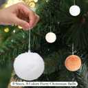 54 Pcs Fur Christmas Ornaments 3 Size 1.2", 2", 3.2" Neutral Furry Christmas Balls Ornaments Faux Fur Pom Poms Xmas Tree Hanging Decor for Party Supplies Home Wall Wreath Holiday Decor
