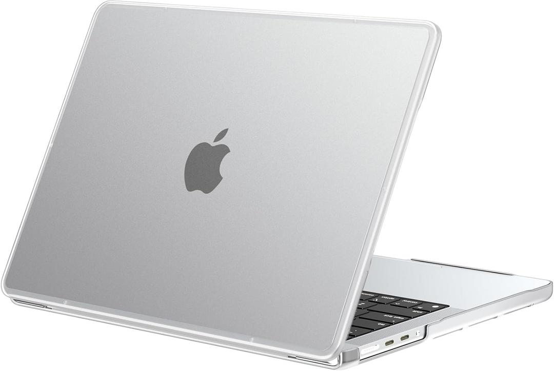 BlueSwan Anti-Cracking Hard Shell Case Compatible with MacBook Pro 14-inch 2025 2024-2021 Release M4 M3 M2 M1 Pro/Max Chip, Anti-Fingerprint Soft TPU Bumper, Frosted White