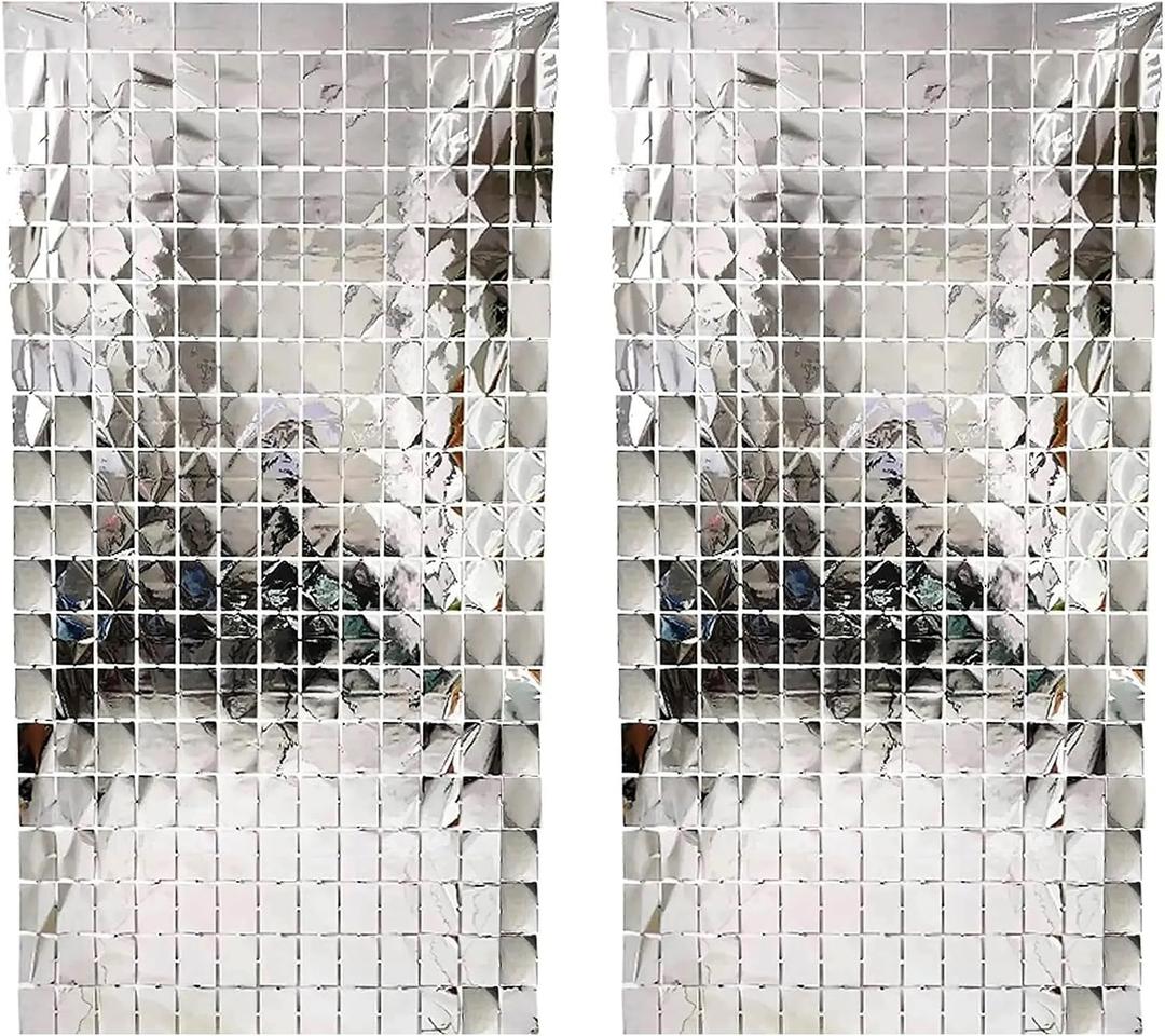 2 x XtraLarge, Silver Backdrop for Parties - 6.6x3.3 Feet, Pack of 2 | Disco Theme Backdrop for Graduation Decorations 2026 and Silver Prom Decorations 2026 | Retro Bachelorette Party, 70s Theme Decor, 40"W x 81.6"L