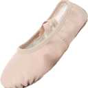 Nexete Soft Leather Balle Dance Shoes Split-Sole Slipper Flats Shoes Pink Black & Nude Color for Toddler Girl Boy Kid Women