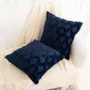 Dark Blue Throw Pillow Covers 20x20 Set of 2 Decorative Farmhouse Couch Throw Pillows Boho Shells Cute Soft Plush Wool Winter Pillowcases for Bedroom Living Room Sofa