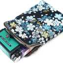 Japanese Kimono Gold Brocade Coin Purse Change Purse Wallets Pouch (Sakura NAVY)