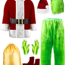 Halloween Costumes Adult Cosplay Green Santa Suit Christmas Santa Costume with Mask Funny Santa Costume for Men M To L Size