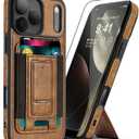 for iPhone 17 Pro Leather Case, Wallet Case with Card Holder (3 Cards) & Kickstand, Slim Protective Cover with Stand for iPhone 17 Pro 6.3"Brown