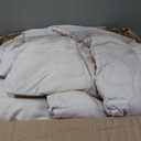 MUXHOMO 7 Pieces Queen Comforter Set, Soft Bed in a Bag Queen Size, All Season Bedding Set with Comforter, Flat Sheet, Fitted Sheet, Pillowcases & Shams, Beige