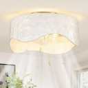 Coastal Boho Ceiling Fan with Light and Remote Shell Shade fandelier, Medium