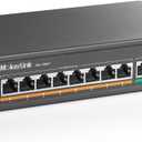 MokerLink 10 Port PoE Switch with 8 Port PoE+, 2 Fast Ethernet UpLink, 100Mbps, 120W 802.3af/at PoE, Fanless Plug & Play