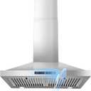 Zomagas 24 Inch Range Hood, Ducted/Ductless Range Hood 450CFM, Wall Mount Kitchen Hood in Stainless Steel, Gesture Sensing & Touch Control, 3 Speed Fan, 2 Pcs Baffle Filters