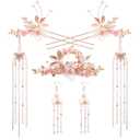 Alloy Hair Sticks Pins Long Tassel Hanfu Chinese Hair Comb/Earrings Set of 1 Traditional Classical Ear Hook Pendant(Style D)