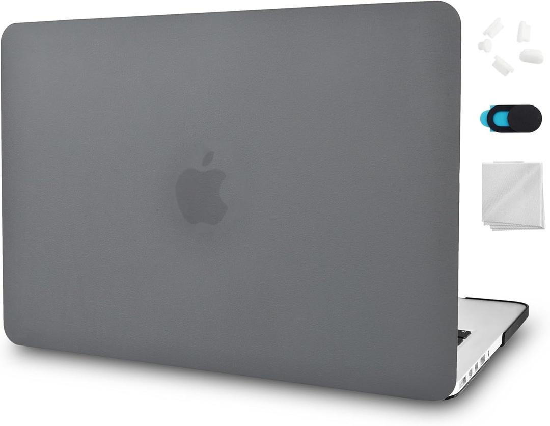 KECC Compatible with MacBook Air 15 inch Case 2025 2024 2023 Release M4 A3241 M3 A3114 M2 A2941 Protective Italian Leather Hard Shell Case, Grey Leather