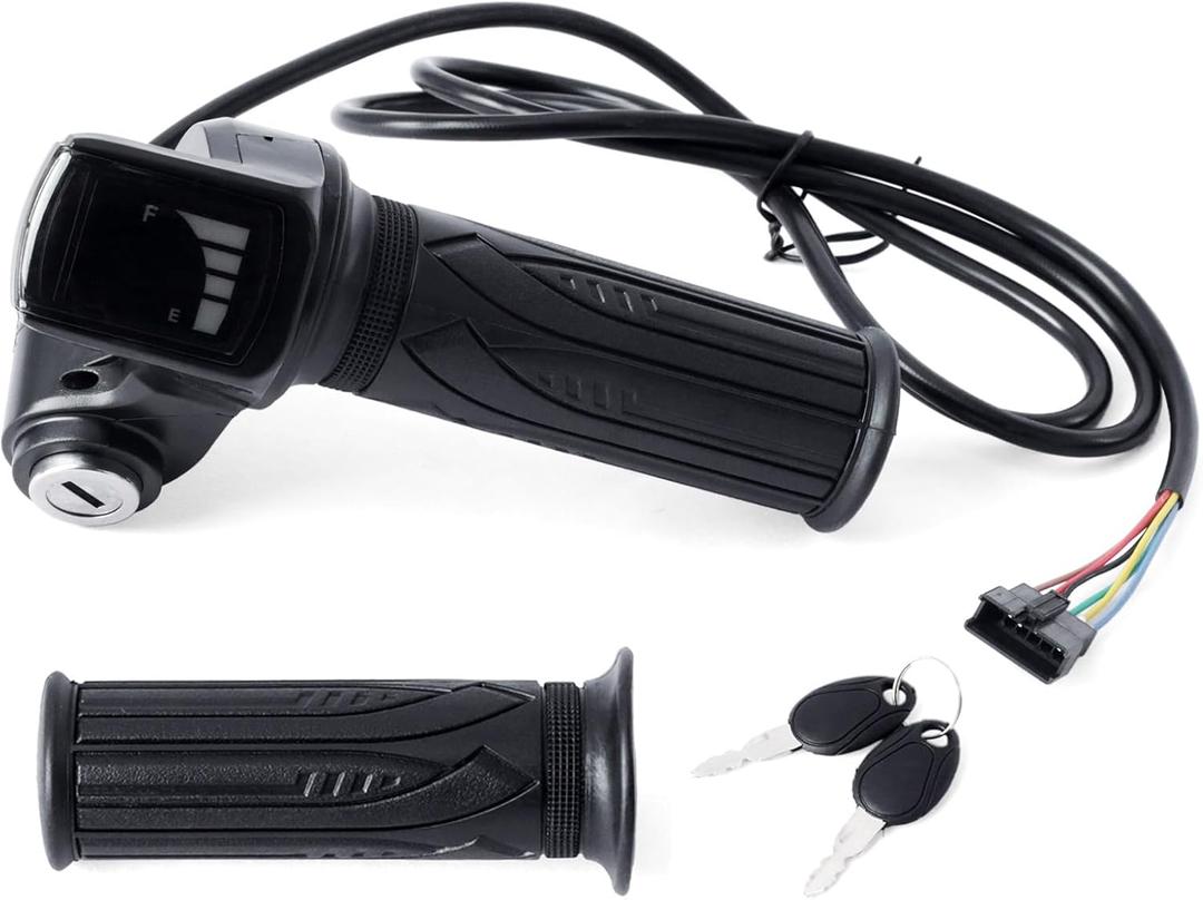 E-Scooter 36V Throttle Replacement for Gotrax Flex for Hoverfly Z5, w/Display Light Switch Lock 2 Keys Twist Accelerator Handle Grip 6-Pin