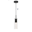 XiNBEi Lighting Pendant Light Fixtures, Black Pendant Lights Kitchen Island with LED Bulb & Bubble Crystal, Kitchen Hanging Lighting for Dining Table Hallway Bedroom Living Room XB-P1110-MB