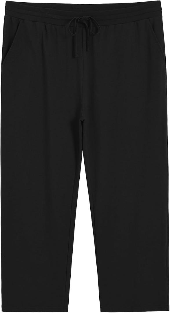 Weintee Women's Plus Size Wide Leg Sweatpants with Pockets, XX-Large Plus, Black