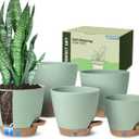 Self-Watering Pots for Indoor Plants with Visible Water Window,5/6/6.5/8/10 Inch Outdoor Flower Pots with Drainage Holes & Reservoir for Patio, Home Decor (Green)