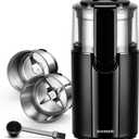 SHARDOR Coffee Grinder Electric, Spice, Herb, Grinder for Coffee Bean Spices and Seeds with 2 Removable Stainless Steel Bowls, Black