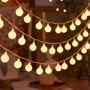 Globe String Lights Battery Operated - 20 LED Indoor Outdoor Christmas Lights, Waterproof Fairy Twinkle Light for Bedroom Classroom Dorm Camping Canopy Wedding Xmas Decor (Warm White)