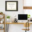 FramePro 14x17 Diploma Frame with Black over Gold Mat, 16x20 Certificate Frame, Real Wood with Gold Trim, Black with Tempered Glass
