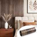 Wood Grain 15.8"W x 118"L Peel and Stick Wall Panels, 3D Soundproof Weatherproof Wall Panels, Thick PVC Self-Adhesive Wood Panels for Cabinets, Bedroom, Living Room, Kitchen Island Renovation (Walnut)