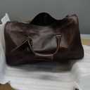 Leather Duffel Bags for Men and Women with Shoes Pouch Travel Carry On Bags (Chocolate)