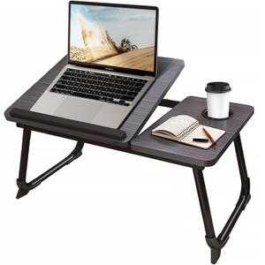 Laptop Desk for Bed or Couch, Lap Desk, Woking in Bed Desk, Home Office Desks, Breakfast Tray, Desk with Cup Holder, Watching Movies in Bed, Laptop Stand for Bed, Fordable Legs Desk (Black)