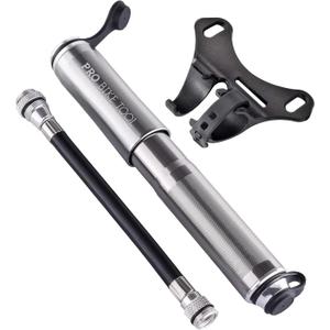 Pro Bike Tool Mini Bike Pump - Compact and Portable Bicycle Tire Pump for Fast Inflation - Compatible with Presta and Schrader Valves - Lightweight and Durable Design - Essential Bicycle Accessories (Titanium)