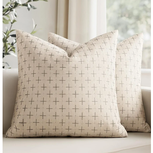 MIULEE Burlap Linen Decorative Christmas Throw Pillow Covers Pack of 2 Modern Farmhouse Pillowcases Rustic Woven Textured Cushion Cover for Sofa Couch Bed 20x20 Inch Beige