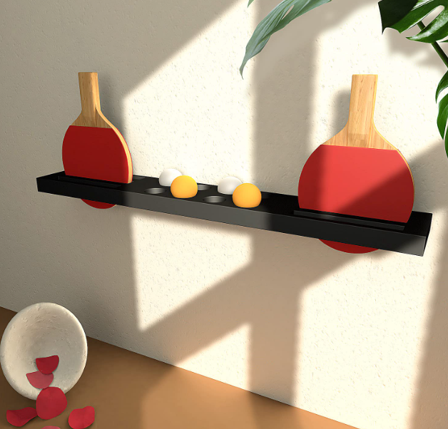 Baoz Ping Pong Paddle Storage Rack Wall Mounted Table Tennis Racket Display Rack for 6 Paddles and 8 Balls Storage in Game Room,Bar Room,Home, Office Break Room Ping Pong Ball Holder