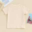 Sibling Matching Outfits for Kids Little Girl Boy Short Sleeve Cousin Crew Shirt Colorful Print Summer Clothes (Beige)