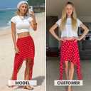 EXLURA Women Summer Boho Skirts Polka Dot Asymmetrical Midi Skirts Red (Red, XS)