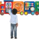 Train Activity Wall Busy Board Panels, 11-in-1 Wooden Sensory Wall Panel, 57 inches